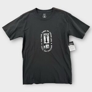 Volcom T-Shirt Mens Small Gray‎ Call On Volcom Phone Graphic Payphone Retro NWT